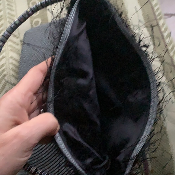 Grey, beaded handle purse - Picture 2 of 3